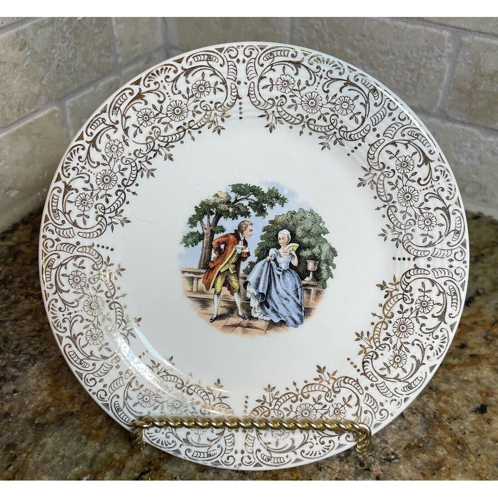 Sebring Pottery‎ Co Plate Chantilly 24k Gold Multicolor Porcelain Size 6.5"